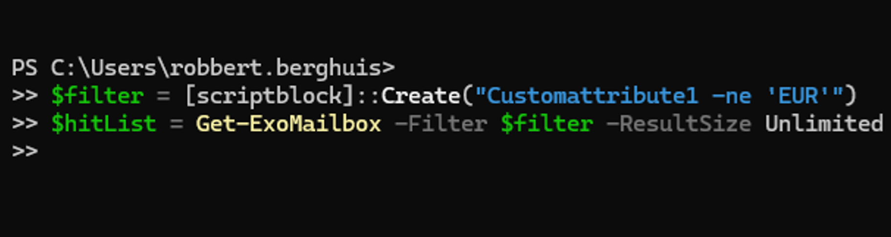 PowerShell to filter on the value of a Custom Attribute - © Robbert Berghuis