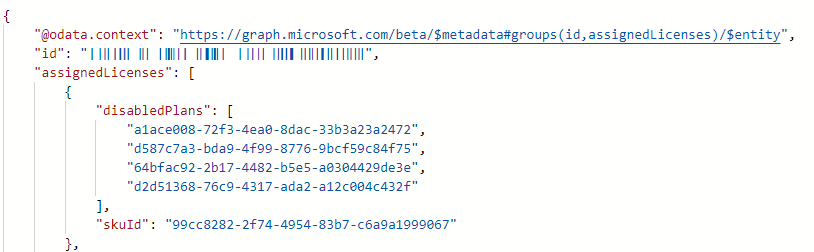 Microsoft Graph Explorer view on license SKU and plans - © Robbert Berghuis
